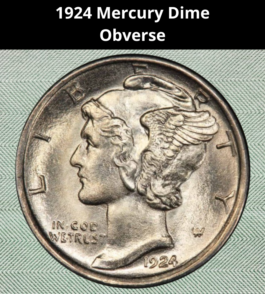 Obverse of the 1924 Mercury Dime