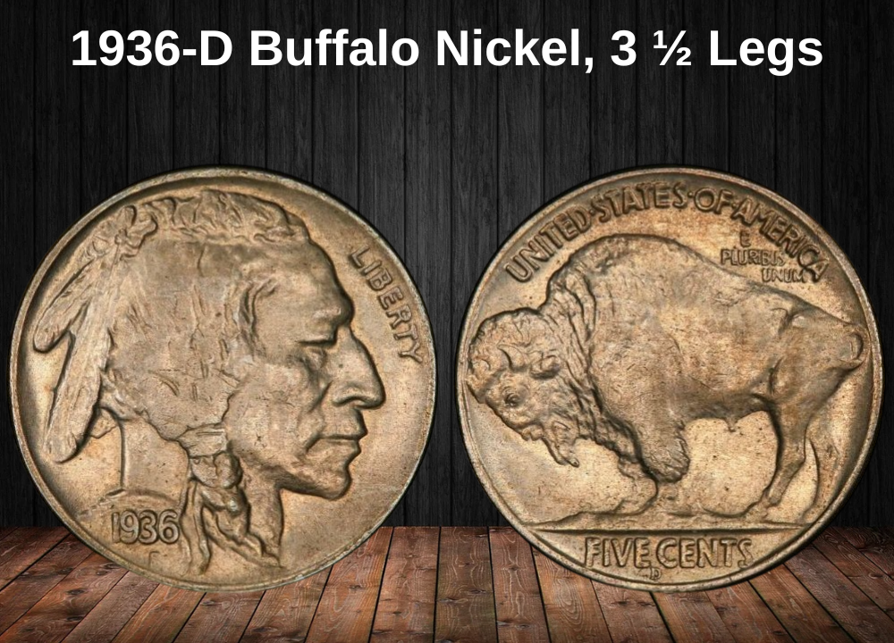 1936-D Buffalo Nickel, 3 ½ Legs
