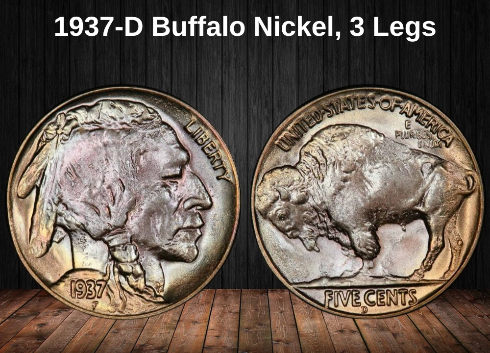 1937-D Buffalo Nickel, 3 Legs