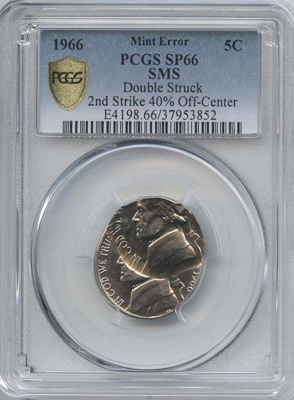 1966 Nickel Double Struck – Second Strike Off-Center