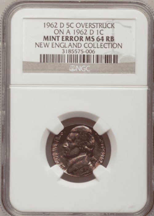 1962-D Nickel Over-Struck on a Cent