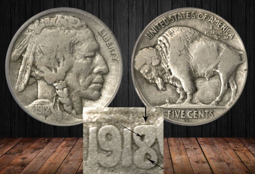 1918/7-D Buffalo Nickel (Overdate)