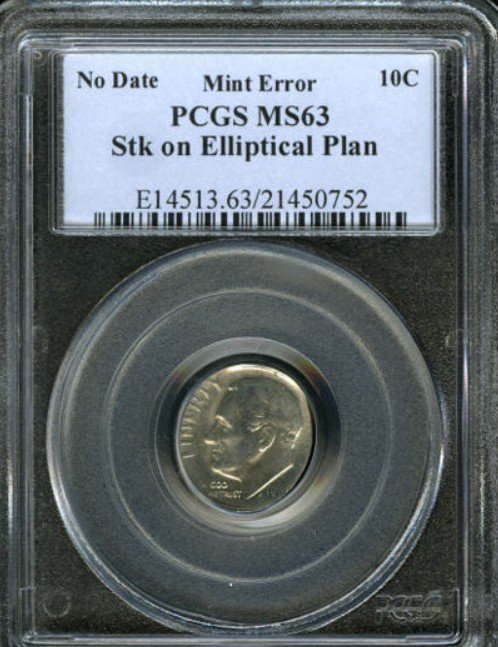 1961 (P) Dime Struck on an Elliptical Planchet