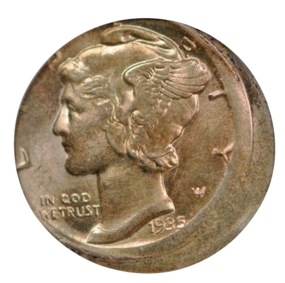 1935 Dime Off-Center Strike Error
