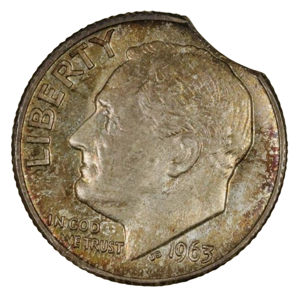 1963 Dime Clipped Planchet Error