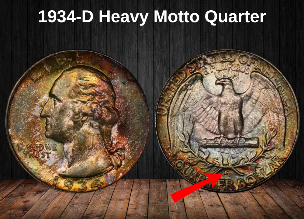 1934-D Heavy Motto Quarter
