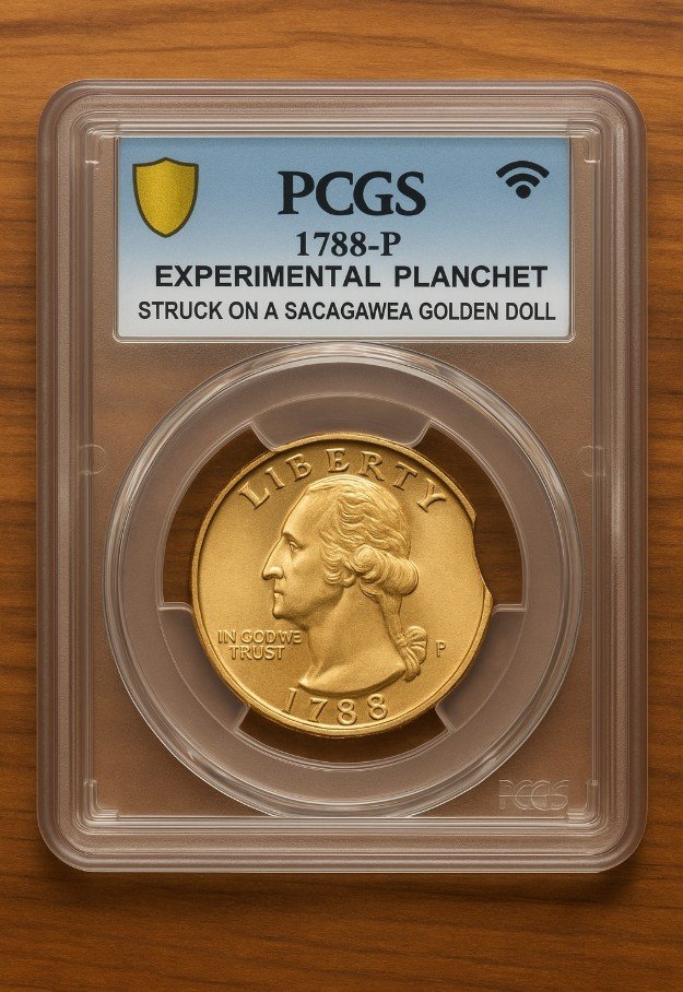 1788-P Quarter Experimental Planchet (Sacagawea Dollar Test)
