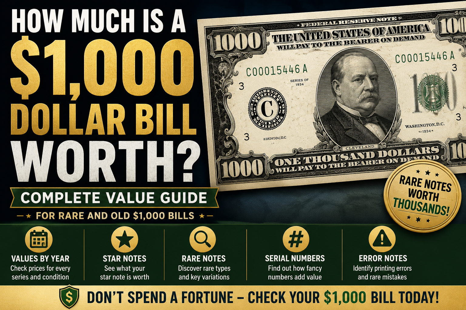 How Much Is a 1,000 Dollar Bill Worth? Complete Value Guide