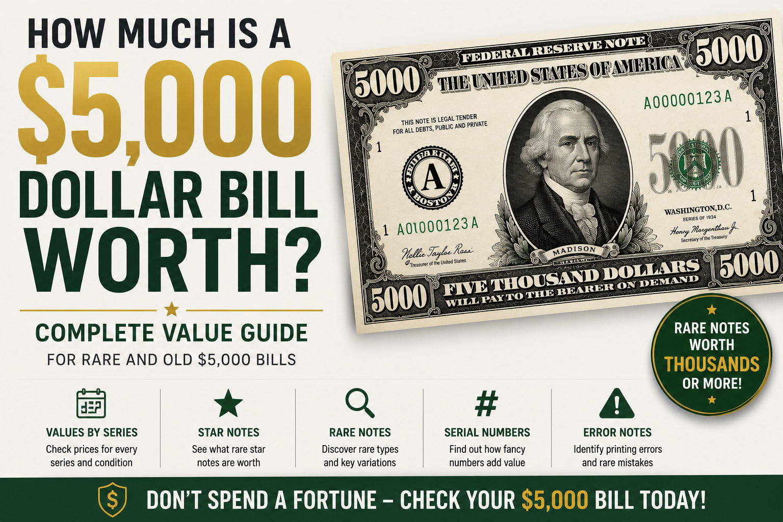 How Much Is a 5,000 Dollar Bill Worth? Complete Value Guide
