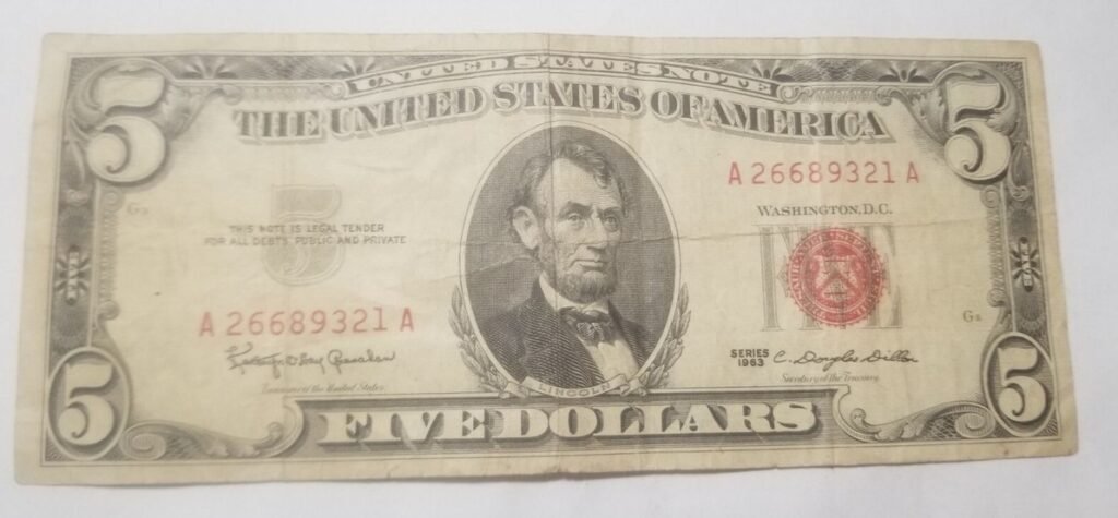 1963 Red Seal $5 Bill